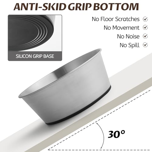 Stainless Steel Dog Bowls for Large Dogs, 64oz/8 Cups Non Slip Dog Metal Bowls, 2 Pack Food and Water Pet Bowls Heavy Duty Dishwasher Safe - size: UPGRADED-L-8cup
