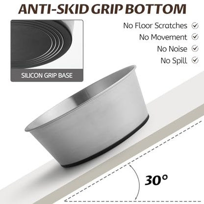 Stainless Steel Dog Bowls for Large Dogs, 64oz/8 Cups Non Slip Dog Metal Bowls, 2 Pack Food and Water Pet Bowls Heavy Duty Dishwasher Safe - size: UPGRADED-L-8cup