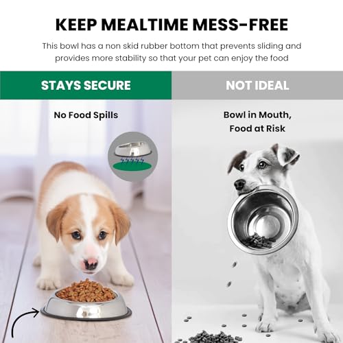 Iconic Pet 1 Cup/8 Oz Heavy Weight Non-Skid Stainless Steel High Back Pet Food/Water Bowls with Removable Anti Skid Rubber Ring - Dog/Cat Feeding Bowl in Unique Design, Dishwasher Safe - size: 1 Cup/8 oz.
