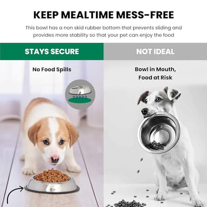 Iconic Pet 1 Cup/8 Oz Heavy Weight Non-Skid Stainless Steel High Back Pet Food/Water Bowls with Removable Anti Skid Rubber Ring - Dog/Cat Feeding Bowl in Unique Design, Dishwasher Safe - size: 1 Cup/8 oz.