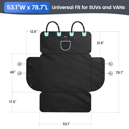 SUV Cargo Liner for Dogs with PU Leather, Waterproof Pet Trunk Cover with Taller Side Panels, Dog Seat Mat for SUVs Vans with Bumper Flap Protector, Non-Slip, Large Size Universal Fit, Black