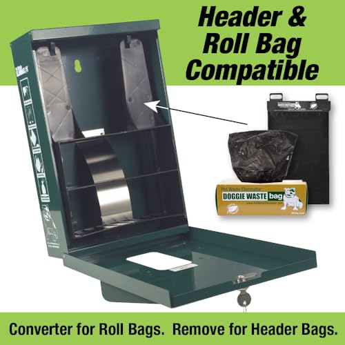 Dog Waste Station Dispenser Box, Fits Any Dog Poop Bag, Made of Rust-Proof Aluminum, Pet Waste Bag Dispenser with Lock and Rainguard, For Commercial Use, Parks, Condos & HOA (No bags included) (Green) - color: A- Green