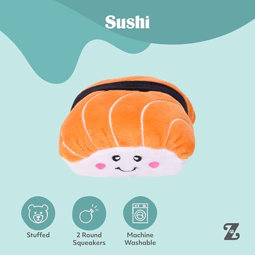 ZippyPaws NomNomz - Dog Squeaky Toys to Keep Them Busy, Funny Food Plush for Small & Medium Dogs, Cute Stuffed Puppy Toy, Pet Products, Gift for Dogs of All Breeds, Soft and Cuddly - Sushi - color: Sushi