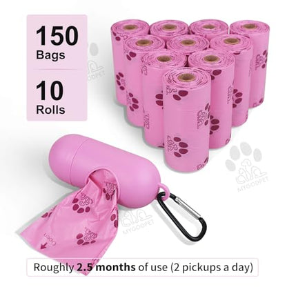 Dog Poop Bags Rolls with Dispenser 150 Count Biodegradable Bags for Dog and Cat Lavender Scented Waste Bag Leak Proof Doggie Poop Bag Doggy Trash Bag Purple - color: B-Purple(Lavender)-1 Dispenser+150 Bags, size: 1 Count (Pack of 150)