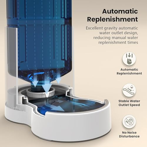CZPET Automatic 4L/135Oz/1Gal Cat Water Dispenser with Stainless Steel Bowl, Gravity Waterer for Small Medium Dog Puppy Kitten (White) - color: White
