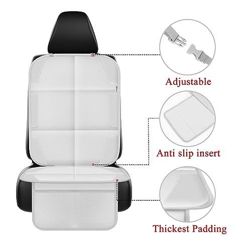 Meolsaek Car Seat Protector for Child Car Seat, Durable 600D Fabric Waterproof Car Seat Cover with Thick Pad Non-Slip Backing，No Imprints (Light Gray-2 pcs) - color: Light gray-2 pcs