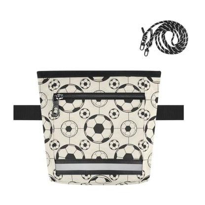 Soccer Water-Resistant Dog Treat Pouch, 3 Ways to Wear Treat Bag with Magnetic Closure & Reflective Strip, Hands-Free for Pet Training, Walking