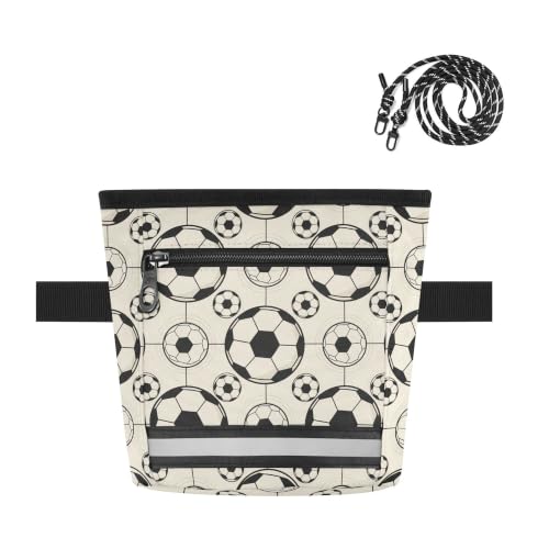 Soccer Water-Resistant Dog Treat Pouch, 3 Ways to Wear Treat Bag with Magnetic Closure & Reflective Strip, Hands-Free for Pet Training, Walking
