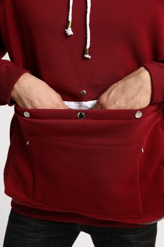 Pet Cat Dog Pouch Hoodie Small Animal Carrier – Kitten Puppy Pouch Sweatshirt Holder Fleece Unisex Hoodies Burgundy - color: Burgundy, size: Large