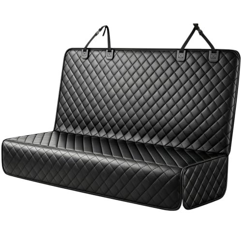 PETICON Waterproof Scratchproof Pet Bench Seat Covers for Cars, SUVs, Nonslip Durable Back Seat Cover for Dogs, Washable Backseat Protection - color: black-PU Leather, size: Medium-52"W