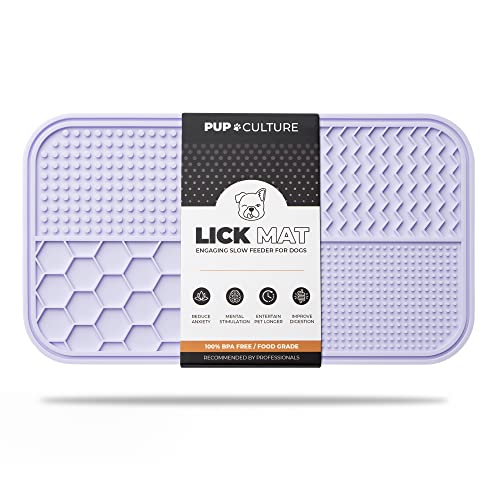 Pup Culture Dog Lick Mat for Dogs, Feeding Pad for Anxious Pets Plus 4 Different Puzzles for Mental Stimulation for Dogs - Supports Mental, Dental, and Digestive Health, Bite Resistant and Heavy Duty - color: Lavender, size: 1 Pack