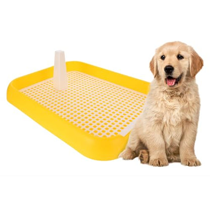 Indoor Dog Potty Tray - Mesh Dog Training Toilet Plastic Potty Tray Puppy Toilet -Slide Training Holder for Small and Medium s (Yellow) - color: Yellow