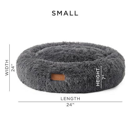 Town & Country Luxe CuddleTown Fuzzy Solid Donut Pet Bed, Soft, Cozy & Calming, Non-Slip Bottom, 100% Machine Washable, Dark Grey, Small 24"x24"x7" Round - color: Dark Grey, size: Small 24"x24"x7" Round