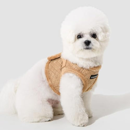 Puppia Douglas Vest Dog Harness Step-in Warm Winter Diamond Pattern for Small and Medium Dog, Beige, Medium - color: Beige, size: Medium