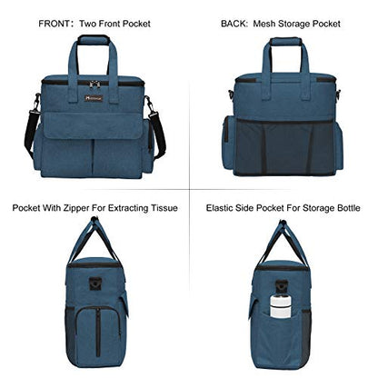 Modoker Dog Travel Bag, Weekend Pet Travel Set for Dog and Cat, Airline Approved Tote Organizer with Multi-Function Pockets, 2 Food Storage Containers, 2 Collapsible Bowls, 1 Feeding Mat (Blue) - color: Blue