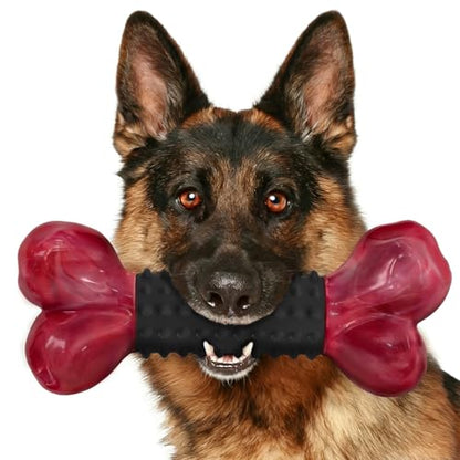 Tough Dog Toys for Aggressive Chewers: Bacon Flavored Long Lasting Dog Bones for Large Dogs, Heavy Duty Nylon & Rubber Dog Chew Toys to Keep Them Busy, Medium & Large Breed (20-80 lbs), Black - color: 1 PC-Bacon-Black