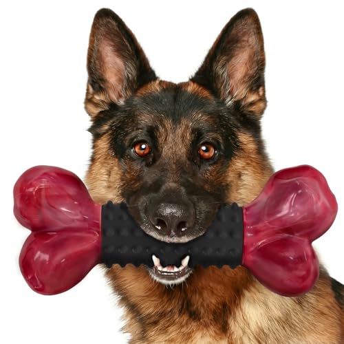 Tough Dog Toys for Aggressive Chewers: Bacon Flavored Long Lasting Dog Bones for Large Dogs, Heavy Duty Nylon & Rubber Dog Chew Toys to Keep Them Busy, Medium & Large Breed (20-80 lbs), Black - color: 1 PC-Bacon-Black