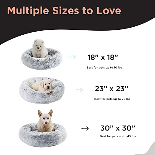 Best Friends by Sheri SnuggleSoft Faux Fur Calming Donut Bed for Dogs, Gray, Small, 23x23 - color: Rabbit Faux Fur Grey, style: Small
