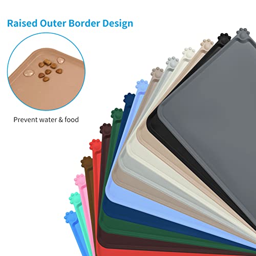 AUDWUD Silicone Waterproof Pet Feeding Mats,Anti Slip Bowl Pad,Dog Mat for Food and Water - color: Apricot, size: 18.5" x 11.5"