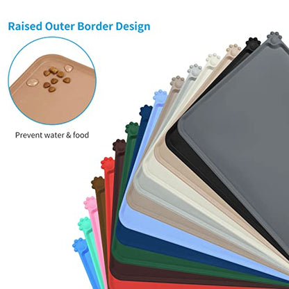 AUDWUD Silicone Waterproof Pet Feeding Mats,Anti Slip Bowl Pad,Dog Mat for Food and Water - color: Apricot, size: 18.5" x 11.5"