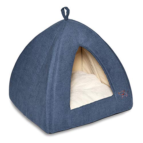 Best Pet Supplies Cat Bed for Indoor Cat, Domed Tent House with Removable Pillow, Covered Cat Cave for Small Dog, Puppies and All Breeds of Cats - Navy, 16 x 16 x H:14" - color: Navy, size: 16" x 16" x H:14"