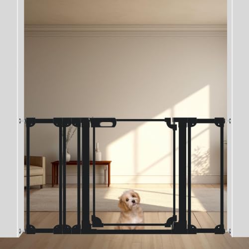 WAOWAO Clear Baby Gate for Stairs Modern Design Acrylic Auto Close Pet Gate, 48.42-57.08" Wide Safety Baby Gate for Doorways,Black Clear Dog Gates Indoor, Hallways,Kitchen - color: Black, size: 48.42-57.08"