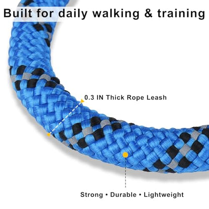 Dog Leash and Collar Set – 6 FT Strong Rope Leash with Padded Handle & Adjustable Nylon Collar Reflective for Small Medium Large Dogs (Blue, S) - color: Blue, size: S