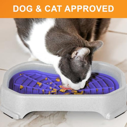 Neater Pets Neat-LIK Dog Lick Mat w/Mess-Proof Tray, Lick Mat for Dogs, Cats, Puppy, Reduces Anxiety & Boredom, Peanut Butter Slow Feeder, Interactive Treat Licking Pad (Purple/Vanilla Bean) - color: Purple Mat w/ Vanilla Bean Tray