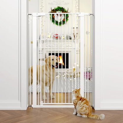 51" Extra Tall Cat Gate 28.5"-35" Wide, Auto Close, Pressure Mounted, for Cats & Small Dogs, Hallway, Stairs, Kitchen,Pet Gate,White - color: White, size: 51"H,28.5-35"W-White
