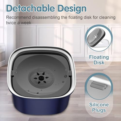 UPSKY 3L Dog Water Bowl 101oz Stainless Steel No Spill Large Capacity Dog Food Water Bowl Slow Water Feeder, Spill Proof Pet Water Dispenser Vehicle Carried Travel Water Bowls - color: I-Dark Blue