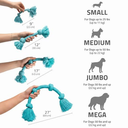 Playology Dog Toys | Dri-Tech Rope Tug of War Dog Toy for Tough Chewers | Peanut Butter Scented Mega Size Tug Rope Toys for Extra Large Dogs - size: Mega, style: Peanut Butter