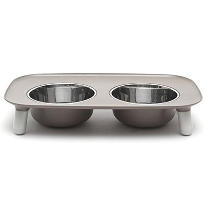 Messy Mutts Elevated Double Feeder with Stainless Bowls | Adjustable Height 3”, 5”, or 10” | Adjustable Standing Feeder for Dogs | 5 Cups per Bowl | Dark Grey - color: Dark Grey