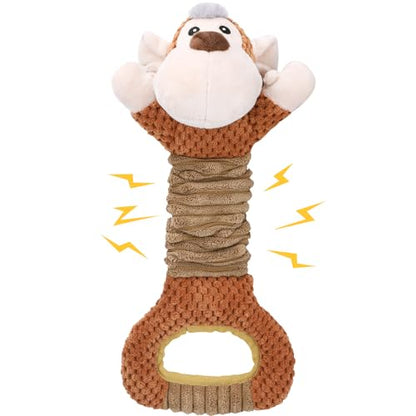 Letsmeet Squeaky Dog Toy with Crinkle Paper, Pull Interactive Plush Chew Toy for Puppies, Small, Medium, Large Dogs - Great for Tug of War and Teeth Cleaning - color: brown3