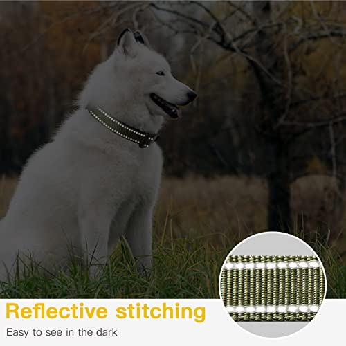 HEELE Dog Collar, Reflective Dog Collar, Soft Neoprene Padded Breathable Nylon Pet Collar Adjustable for Small Dogs Puppy, Army Green, XS(7.87-11.81") - color: Army Green, size: X-Small (7.87-11.81")