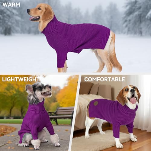 cyeollo Dog Sweater Pullover Turtleneck for Dogs Girl, Classic Knitwear Fall Winter Cold Weather Doggie Clothes Warm Pet Apparel Small Dog Sweaters, Purple S - color: Purple, size: Small