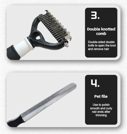Dog Grooming Kit for Dogs at Home, 6-in-1 Pet Grooming Kit with Slicker Brush, Dematting Tool, Stainless Steel Comb, Nail Clipper for Dogs, Nail File & Bath Massage Glove
