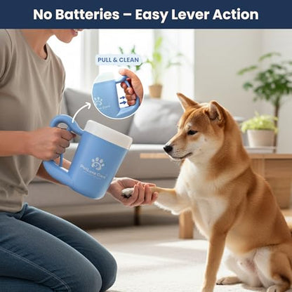 Dog Paw Cleaner, Paw Washer Cup with Soft Silicone Bristles, Portable Dog Foot Washer, 4-in-1 Paw Cleaner Kit with Paw Balm, Microfiber Towel & Grooming Brush (Blue, Small) - color: Blue, size: Small