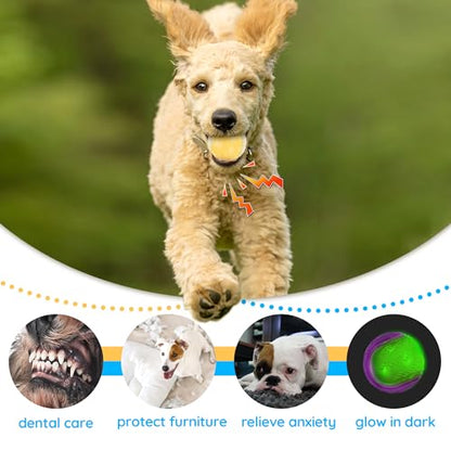 LECHONG Glow Dog Ball, 2.5” Squeaky Dog Toy Ball, Dog Rubber Ball Toys for Small and Medium Dogs, Durable Dog Fetch Toys Puppy Chew Toys Pack of 6 - color: S6-glow