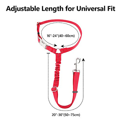 Plutus Pet Dog Seat Belt for Car Headrest, Reflective and Adjustable Restraint with Elastic Bungee for Safety, Vehicle Seatbelt Harness for Small Medium Large Dogs and Cats - color: Red