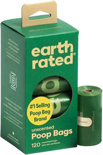 Earth Rated Poop Bags for Dogs Guaranteed Leak Proof and Extra Thick Waste Bag Refill Rolls, Unscented, 120 Bags - size: 120 Bags, style: Unscented