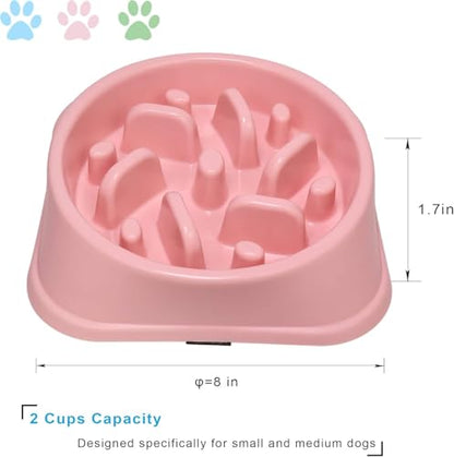 UPSKY Slow Feeder Small Dog Bowl - Anti-Slip Puzzle Bowl Feeder, Interactive Bloat Stop, Anti-Choking - color: pink