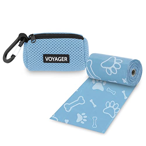Best Pet Supplies Dog Poop Bag Holder Leash Attachment with Reusable Dispenser for Travel, Walking, Park, and Outdoor Use, Durable with Clip-On - Baby Blue, Mesh Dispenser w/15 Bags - color: Mesh (Baby Blue), size: 1 Count (Pack of 1)