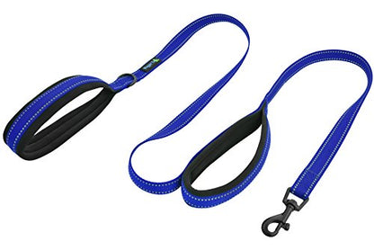 Double Handle Dog Leash, 5ft Long Heavy Duty Dog Leash with Paded Traffic Handles for Extral Control and Training, Dual Handles Leads, Large Medium Small Dogs (Royal Blue)