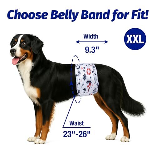 Pet Soft Dog Belly Bands - Washable Dog Diapers Belly Band for Male Dogs, Reusable Male Dogs Wraps 3pack for Doggy Puppy(Sailor, XXL) - size: XX-Large(23''-26'')