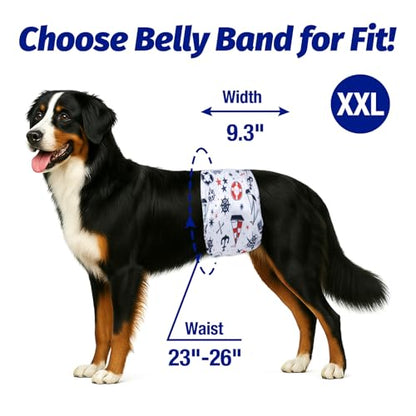 Pet Soft Dog Belly Bands - Washable Dog Diapers Belly Band for Male Dogs, Reusable Male Dogs Wraps 3pack for Doggy Puppy(Sailor, XXL) - size: XX-Large(23''-26'')