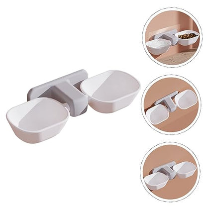 Yardwe Wall Mounted Dual Bowl Pet Feeder for Food and Water Creative Hanging Cat Feeding Station Pet Food Container for Cats Dogs and Rabbits Easy to Install