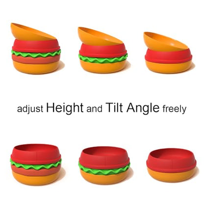 Multiple Use Pet Feeding Set, Cute Hamburger-Shaped, 5 Stackable Bowls for Small Dogs and Cats, Anti-Choking Slow Food Feeder, Raised Bowls, Travel Cat Bowls