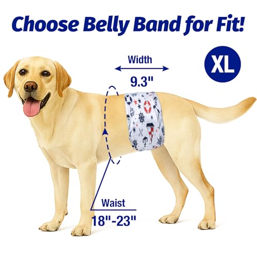 Pet Soft Dog Belly Bands - Washable Dog Diapers Belly Band for Male Dogs, Reusable Male Dogs Wraps 3pack for Doggy Puppy (Sailor, XL) - size: X-Large (19''-23'')