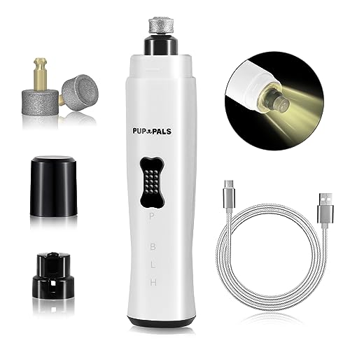 Upgrade Dog Nail Grinder with 5 LED Shadow Free Light, Dog Nail Trimmer Protect Pet Paws from Over Grinding with 2 Speed Super Power Motor, with one aditional Concave-Shaped Replacement Head - color: Grinder+1 Head