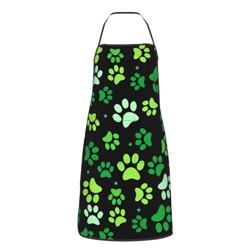 Dog Grooming Waterproof Apron with 2 Pockets, Cute Animals Puppy Dog Pets Apron - color: Green